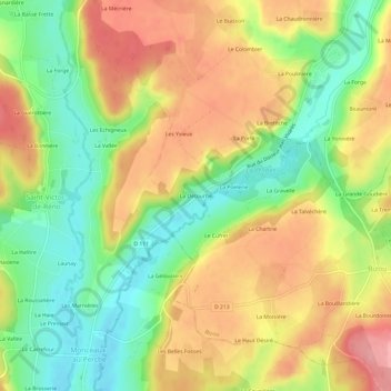 Mapa topográfico La Détourbe, altitud, relieve