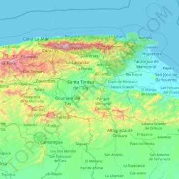 Mapa topográfico Distrito Independencia, altitud, relieve