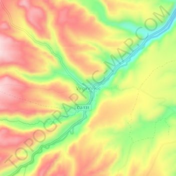 Mapa topográfico Virginniyoc, altitud, relieve