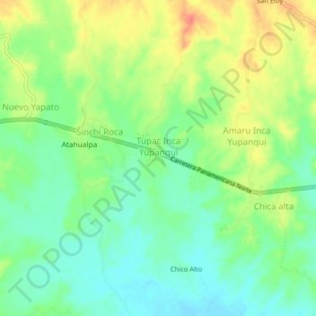 Mapa topográfico Huascar, altitud, relieve