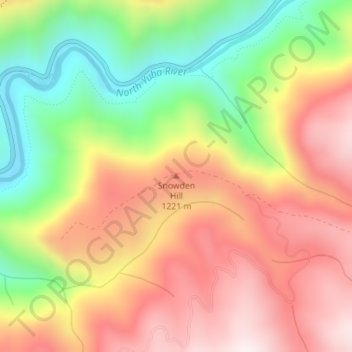 Mapa topográfico Snowden Hill, altitud, relieve