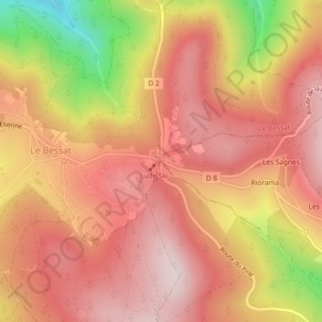 Mapa topográfico Croix de Chaubouret, altitud, relieve