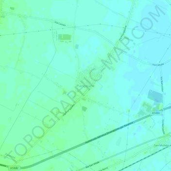 Mapa topográfico Piangipane, altitud, relieve