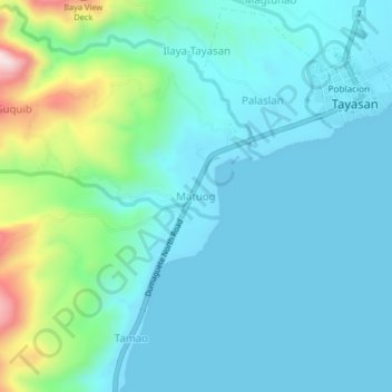 Mapa topográfico Matuog, altitud, relieve