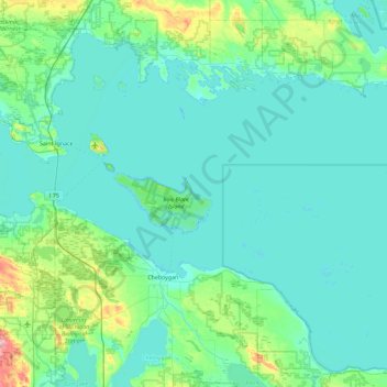 Mapa topográfico Bois Blanc Island, altitud, relieve