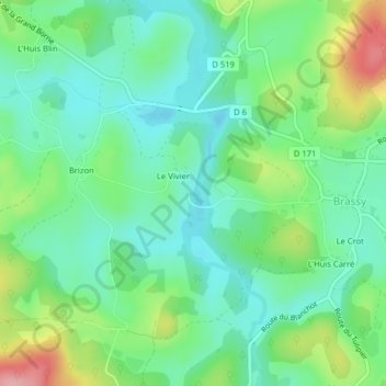 Mapa topográfico Tala, altitud, relieve