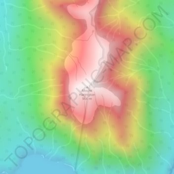 Mapa topográfico Mount Harington, altitud, relieve