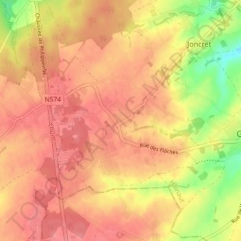 Mapa topográfico Les Flaches, altitud, relieve