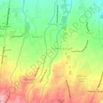 Mapa topográfico Paligawan, altitud, relieve