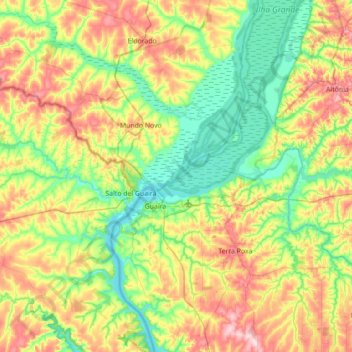 Mapa topográfico Gaivota, altitud, relieve