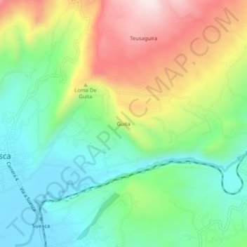 Mapa topográfico Guita, altitud, relieve