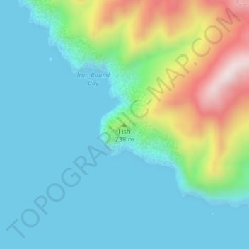 Mapa topográfico Fish, altitud, relieve