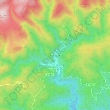Mapa topográfico Saint-Martial, altitud, relieve