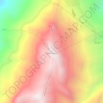 Mapa topográfico Cerro Matagara, altitud, relieve