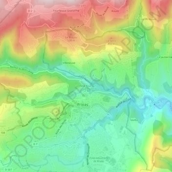 Mapa topográfico Le Petit Tournon, altitud, relieve