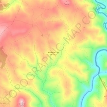 Mapa topográfico Paradinha de Outeiro, altitud, relieve