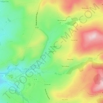Mapa topográfico Rocagel, altitud, relieve