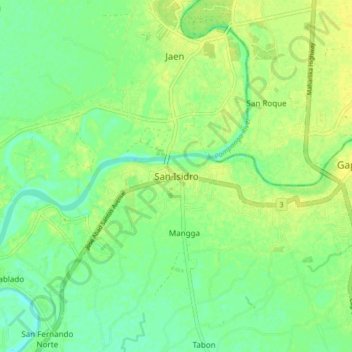 Mapa topográfico San Isidro, altitud, relieve