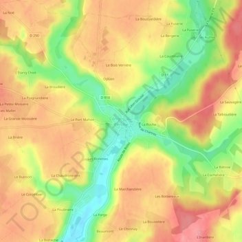 Mapa topográfico Longny-au-Perche, altitud, relieve