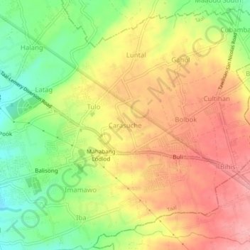 Mapa topográfico Carasuche, altitud, relieve