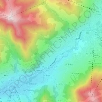 Mapa topográfico Le Villard, altitud, relieve