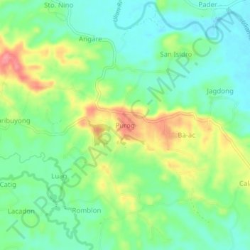 Mapa topográfico Purog, altitud, relieve