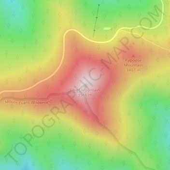 Mapa topográfico Chief Mountain, altitud, relieve