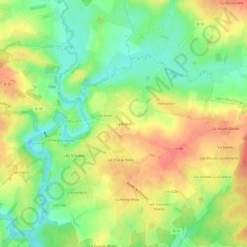 Mapa topográfico La Braire, altitud, relieve