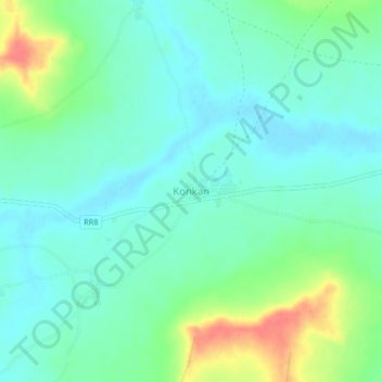 Mapa topográfico Konkan, altitud, relieve