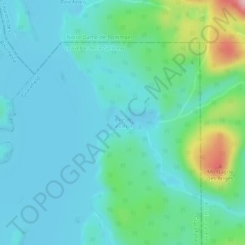 Mapa topográfico Baie de la Lièvre, altitud, relieve