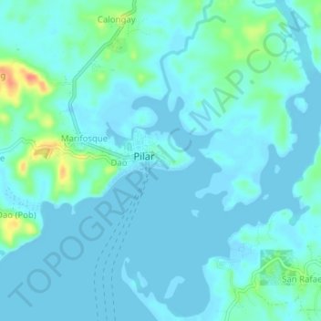 Mapa topográfico Binanuahan, altitud, relieve