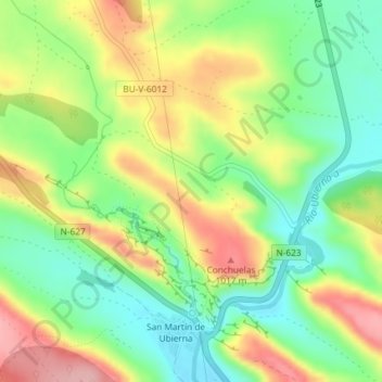 Mapa topográfico Vallejas, altitud, relieve