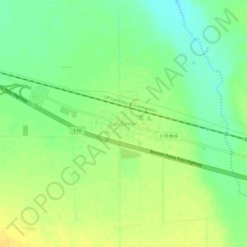 Mapa topográfico San Simon, altitud, relieve