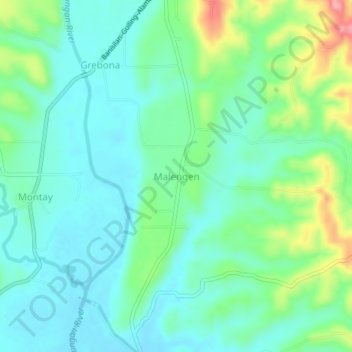 Mapa topográfico Malengen, altitud, relieve