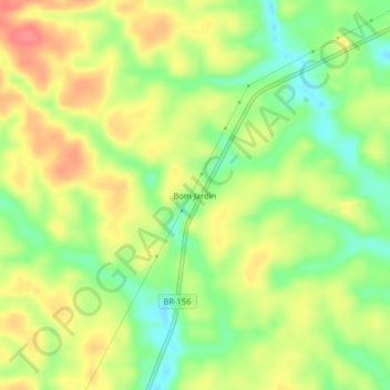 Mapa topográfico Bom Jardin, altitud, relieve