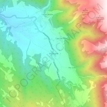 Mapa topográfico Sant'Angelo, altitud, relieve
