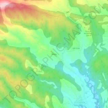 Mapa topográfico Vilarig, altitud, relieve