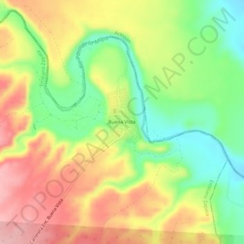 Mapa topográfico Buena Vista, altitud, relieve