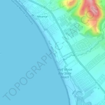 Mapa topográfico Dunes Beach, altitud, relieve