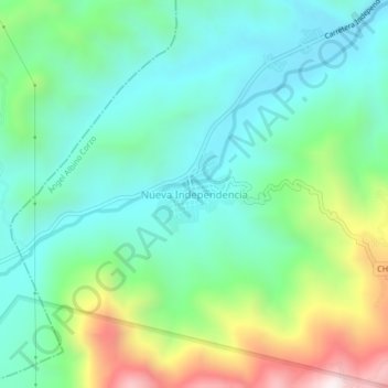 Mapa topográfico Nueva Independencia, altitud, relieve