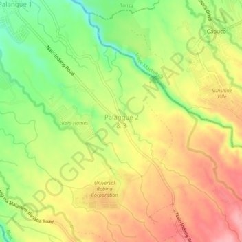 Mapa topográfico Palangue 2 & 3, altitud, relieve