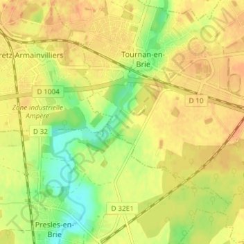 Mapa topográfico Combreux, altitud, relieve