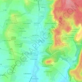 Mapa topográfico Résidence du Petit Moulin, altitud, relieve