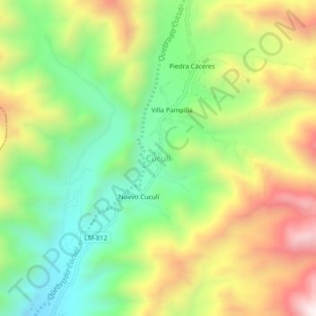 Mapa topográfico Cuculí, altitud, relieve