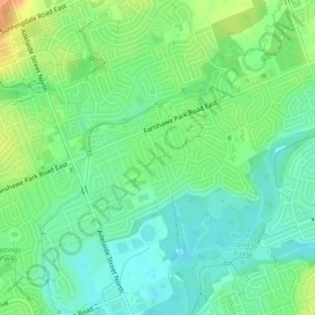Mapa topográfico Stoneybrook, altitud, relieve