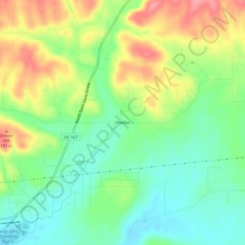 Mapa topográfico Pfeiffer, altitud, relieve