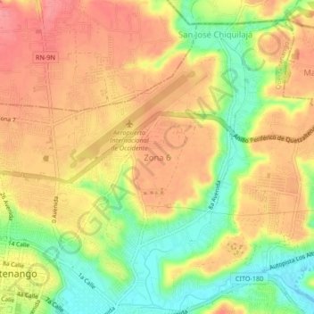 Mapa topográfico Zona 6, altitud, relieve