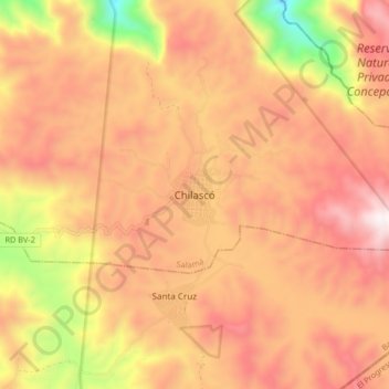 Mapa topográfico Chilascó, altitud, relieve