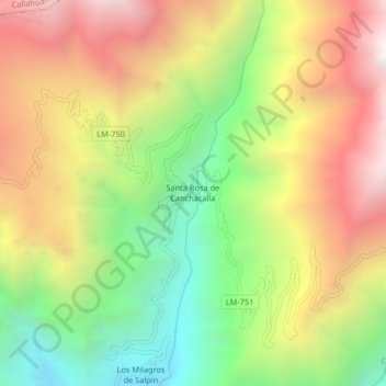 Mapa topográfico Santa Rosa de Canchacalla, altitud, relieve