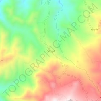Mapa topográfico Yunga, altitud, relieve